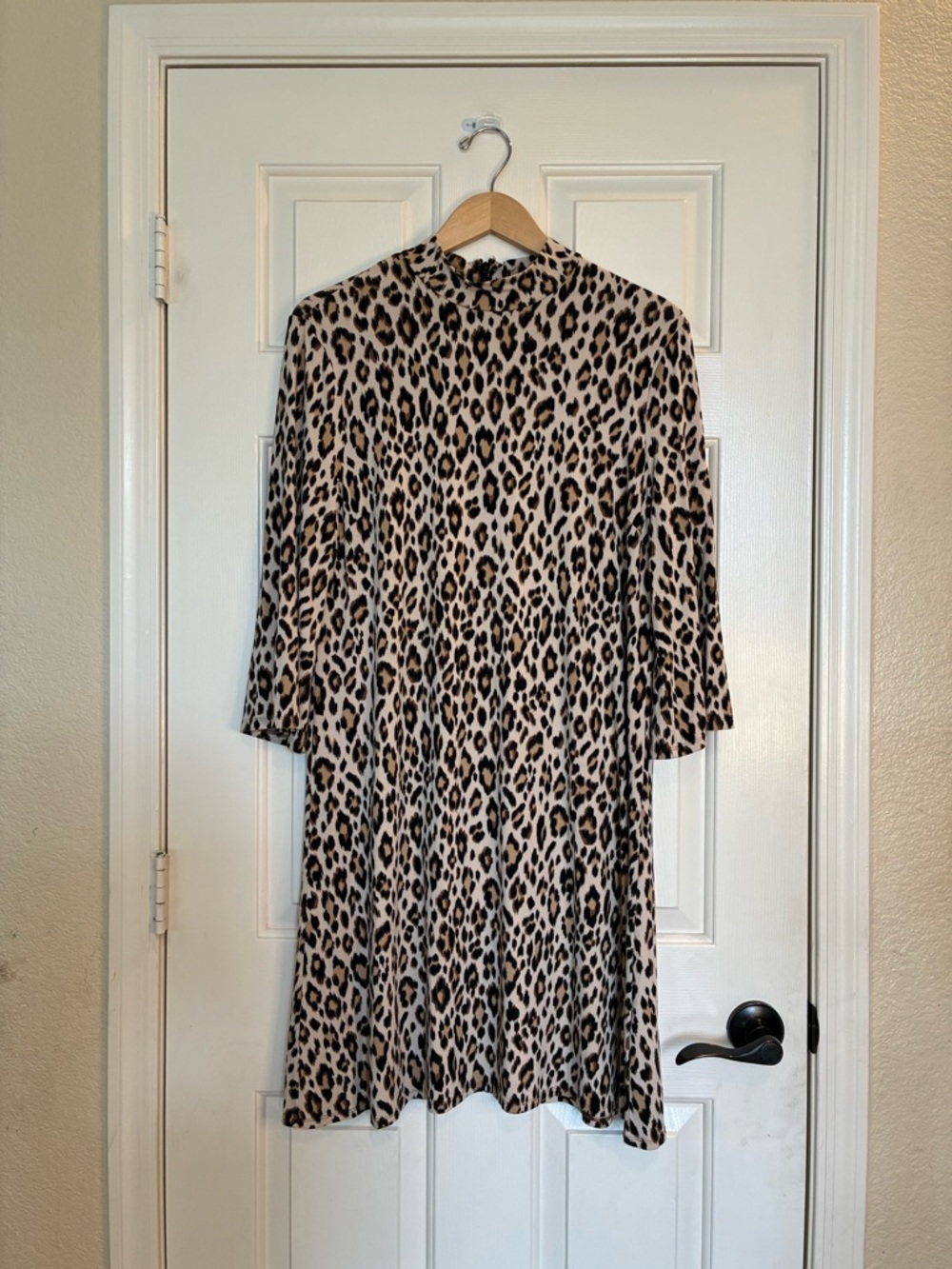 Chico's Leopard Print Midi Dress in Beige and Black